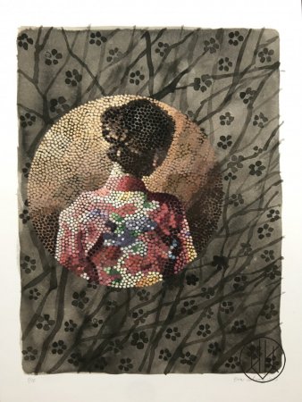 Eva Sakuma print Dívka v kimonu
