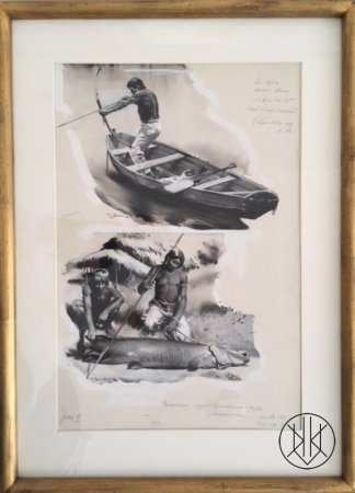 Zdeněk Burian - Taje Amazonských prales, black and white illustration