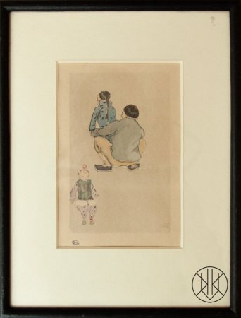 Emil Orlik - Japonský otec s dětmi
