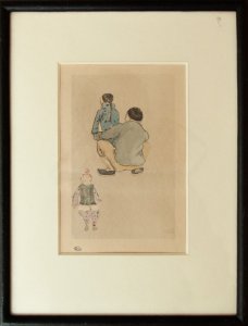 Emil Orlik - Japanese father with children