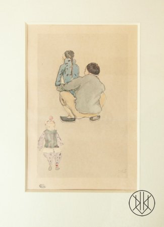 Emil Orlik - Japonský otec s dětmi