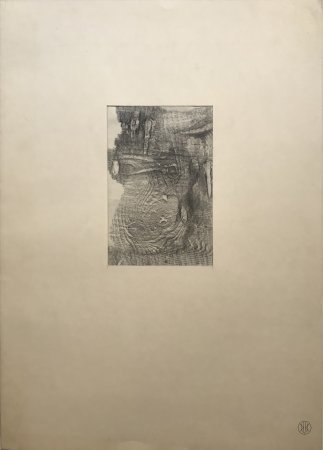 Václav Tikal: Hlava, originální frotáž, 1946, signováno