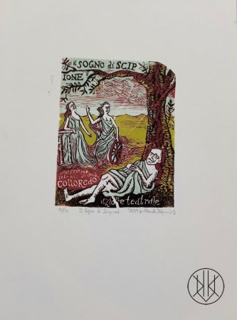 Marek J. Vavřinec: Il sogno di Scipione, coloured woodcut