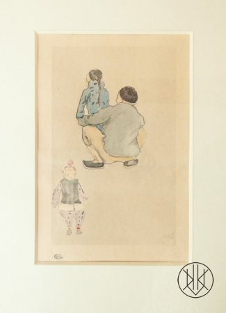 Emil Orlik - Japonský otec s dětmi