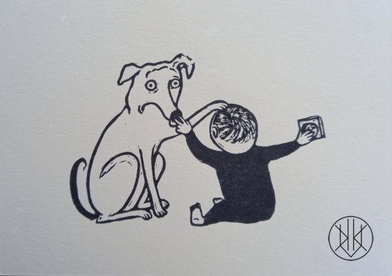Ester Tajrychová: postcard A dog and a baby