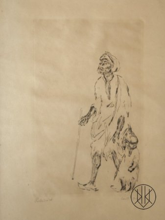 Emil Orlik - A blind Arab man lead by a Child